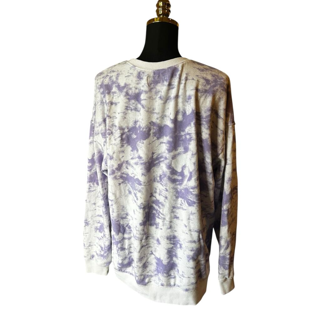 Original Use Crewneck Sweatshirt Purple and White Tie Dye Size Medium Oversized - Picture 2 of 3